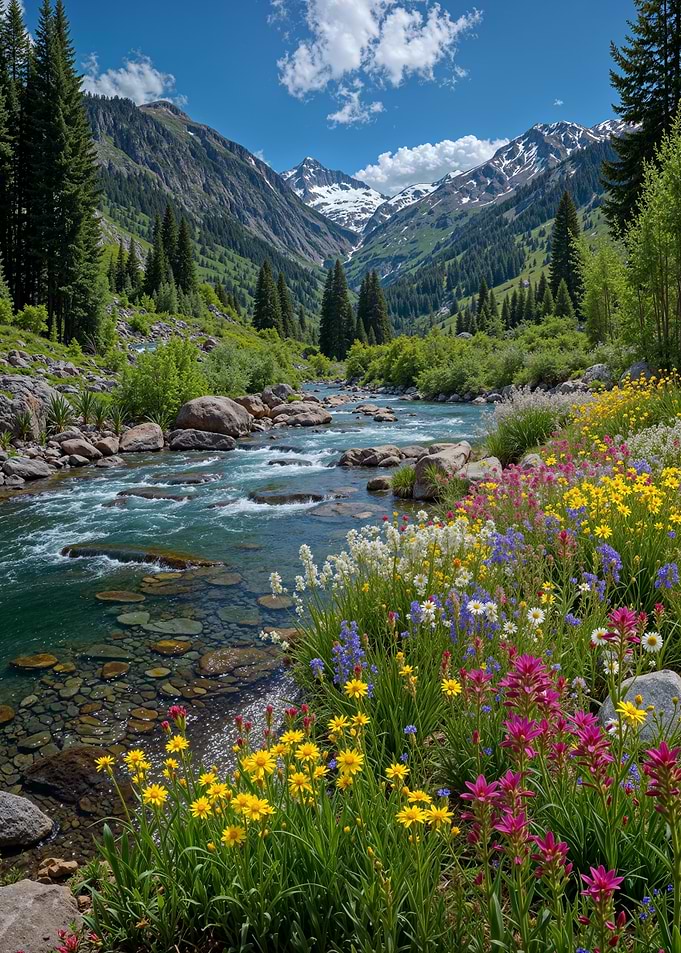 Mountain River Wildflowers