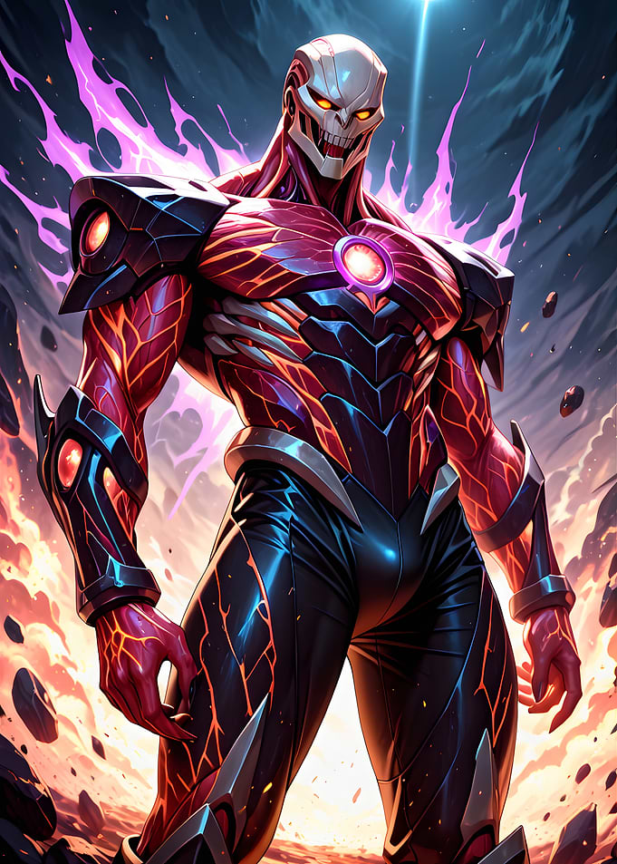 Futuristic armored skeleton warrior