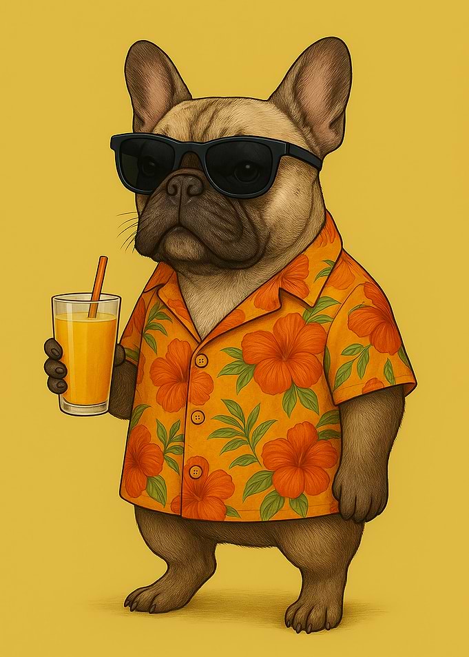 Cool Dog with Drink and Sunglasses