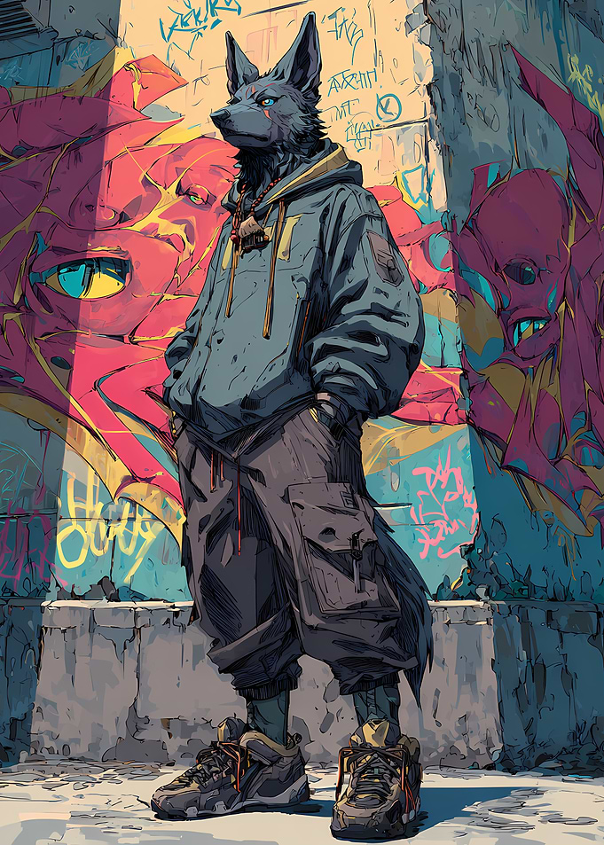 Urban Streetwear Dark Wolf