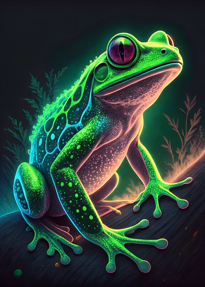 Neon Frog on Branch
