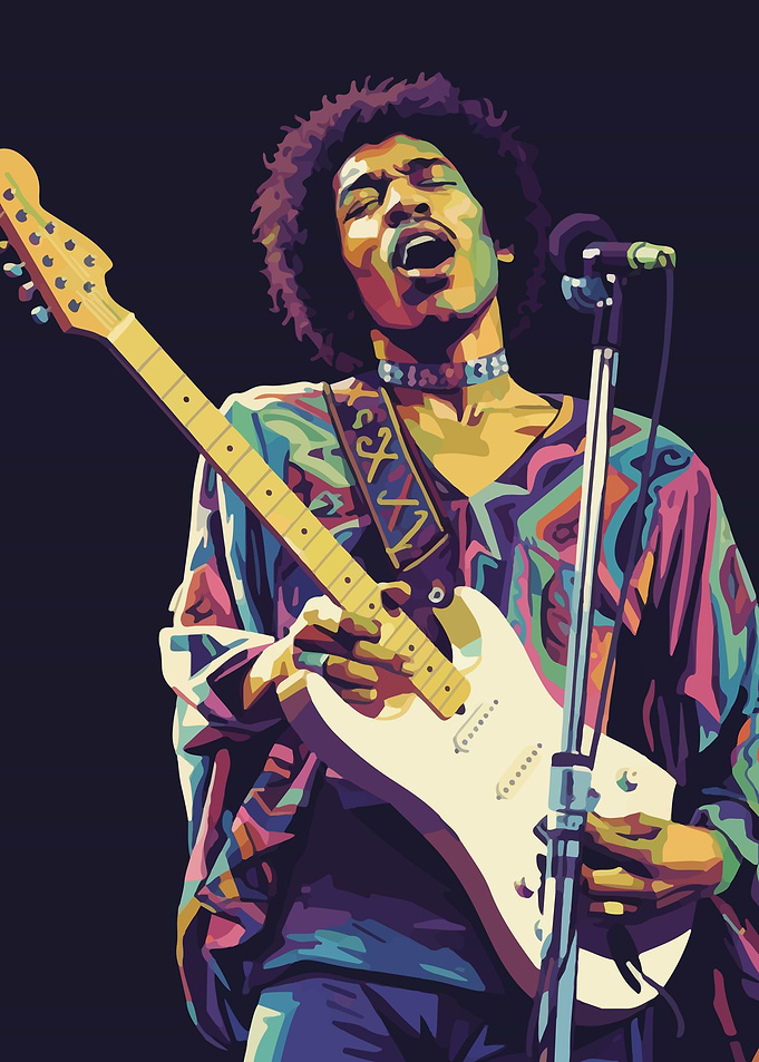 Jimi Hendrix Colorful Portrait
