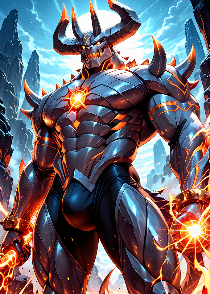 Armored Demon Warrior with Fiery Power