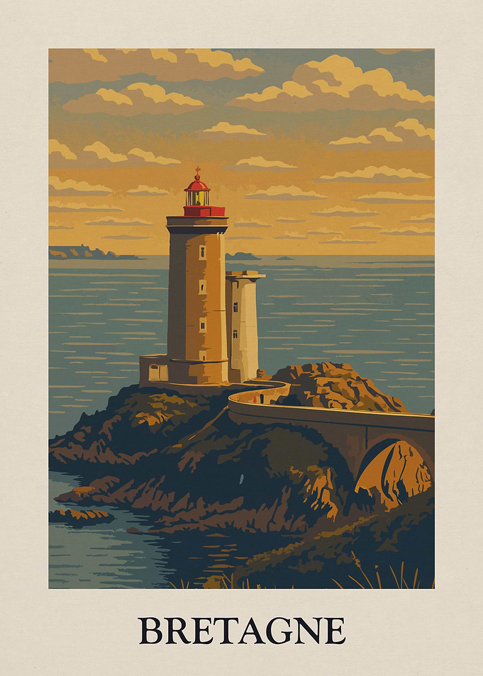 Bretagne Lighthouse Coastal Scene