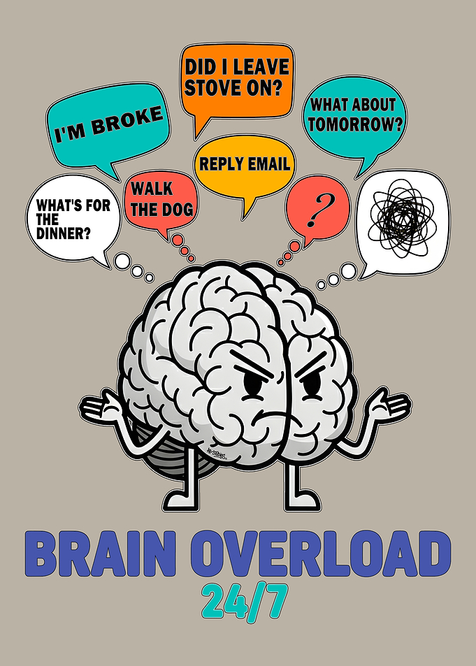 Brain Overload Cartoon Illustration