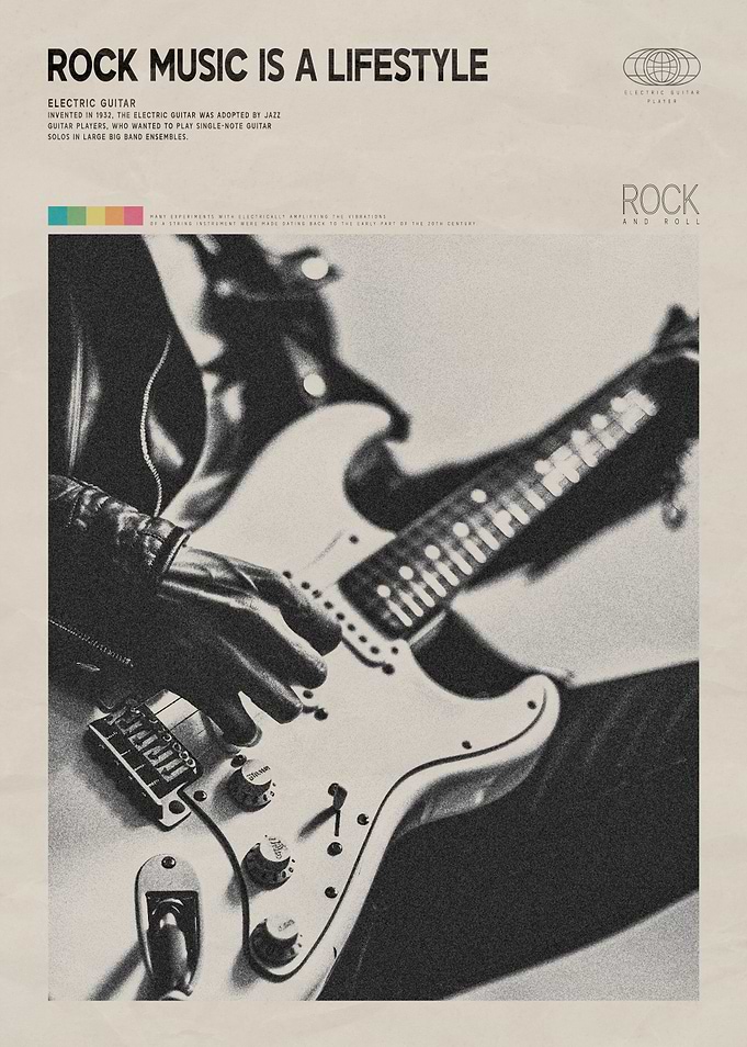 Rock Music Guitar Poster
