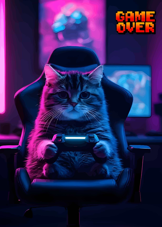 Gamer Cat with Controller