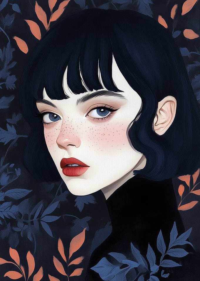 Portrait of a Woman with Leaves