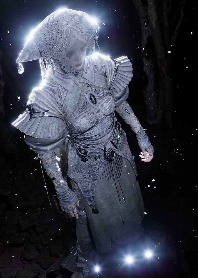 Ethereal Figure in Dark Cave