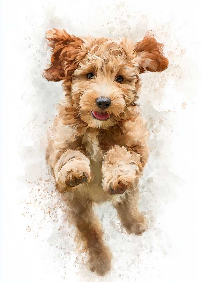 Watercolor Portrait of a Happy Dog