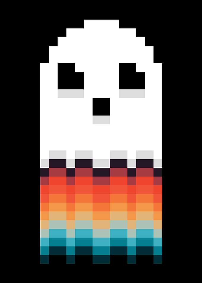 Pixel Art Ghost with Sunset Colors