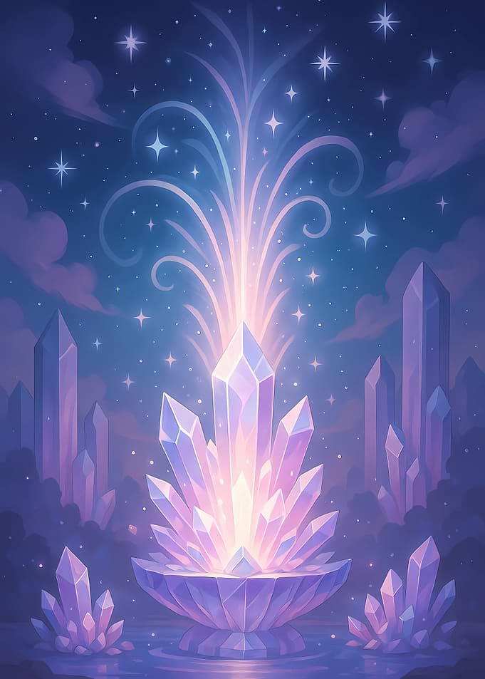 “Celestial Crystal Fountain – Luminous Fantasy Energy Bloom”