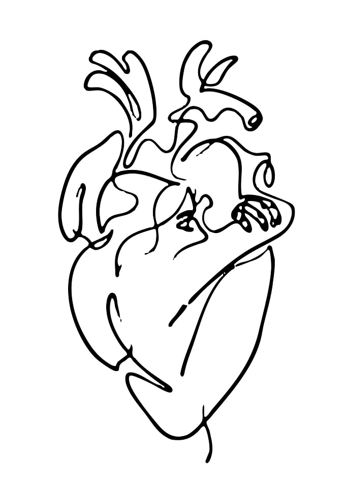 Abstract Heart Line Art