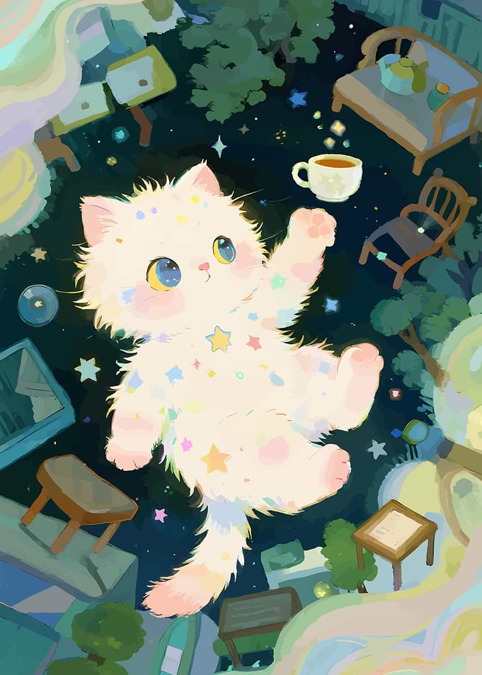 Dreamy Star Cat in Garden