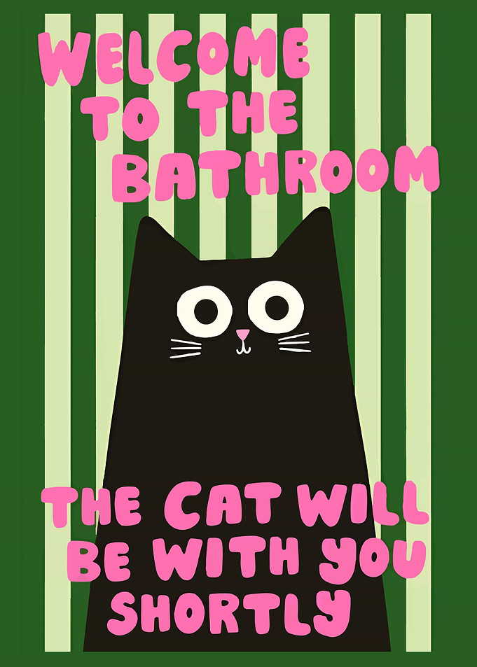 Welcome to the Bathroom Cat Art