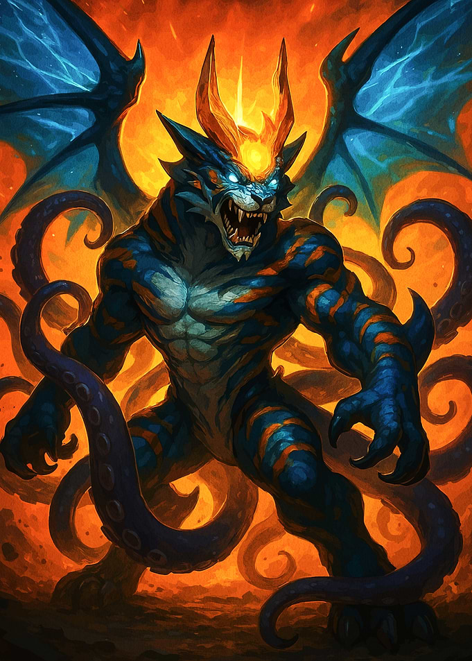 Monster with tentacles and wings