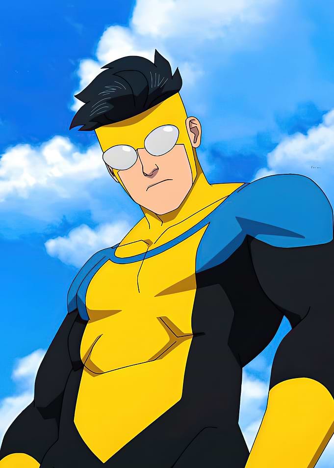 Invincible character portrait against sky backdrop
