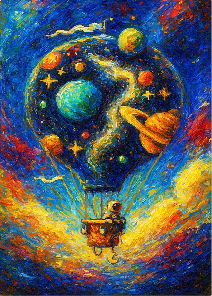 Astronaut in Space Balloon Painting