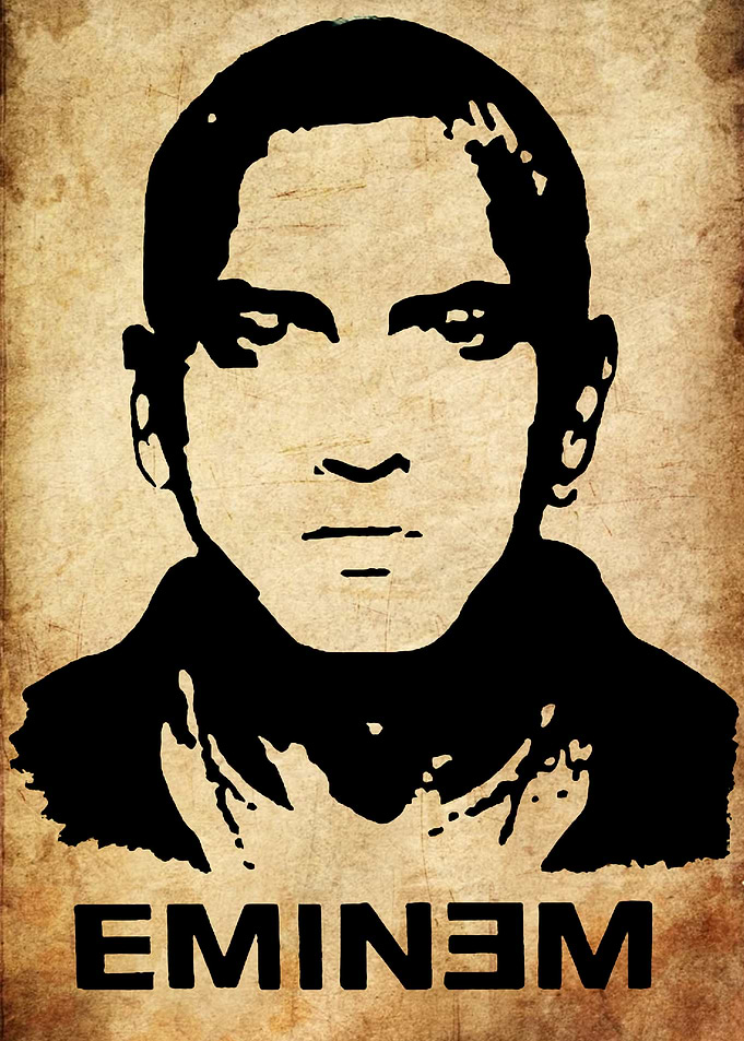 Eminem Portrait Black and Beige