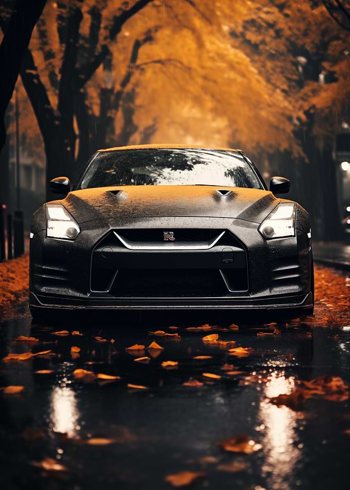 GT-R car in Autumn Rain