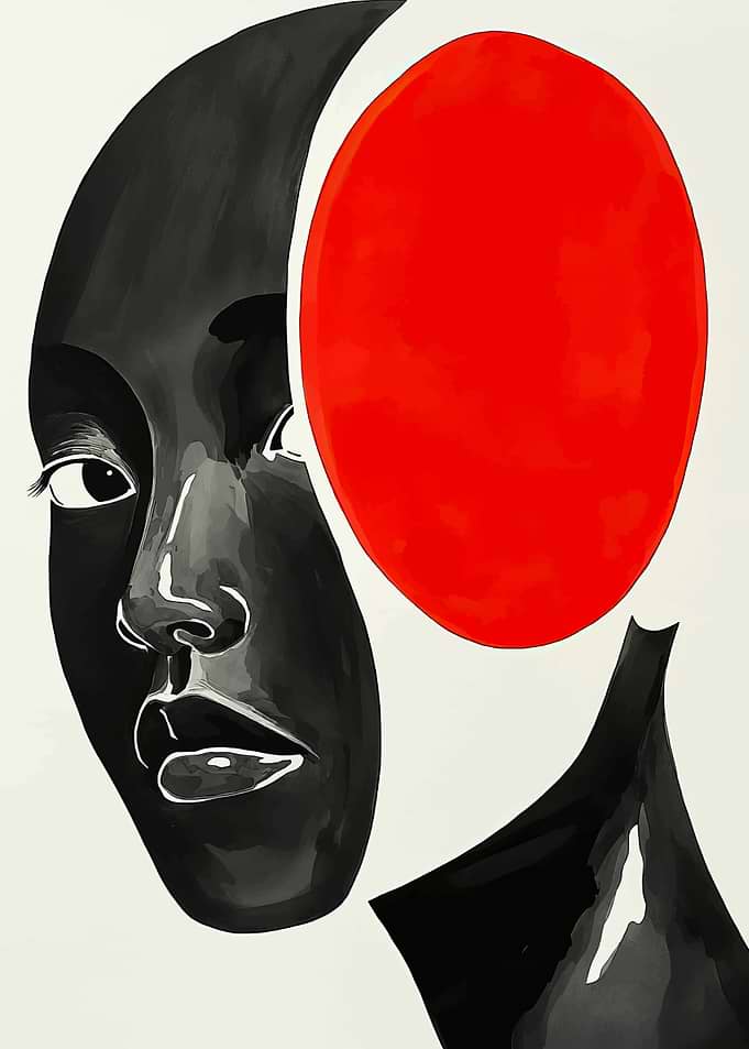 Abstract Portrait with Red Circle