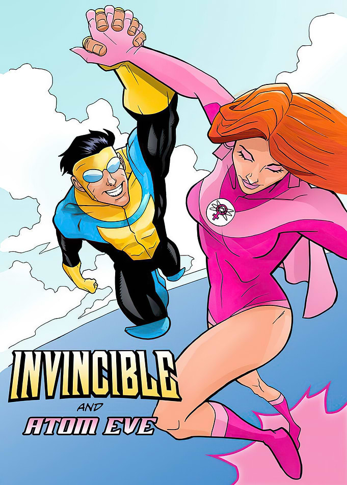 Invincible and Atom Eve Comic Art