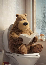 Bear Reading on Toilet