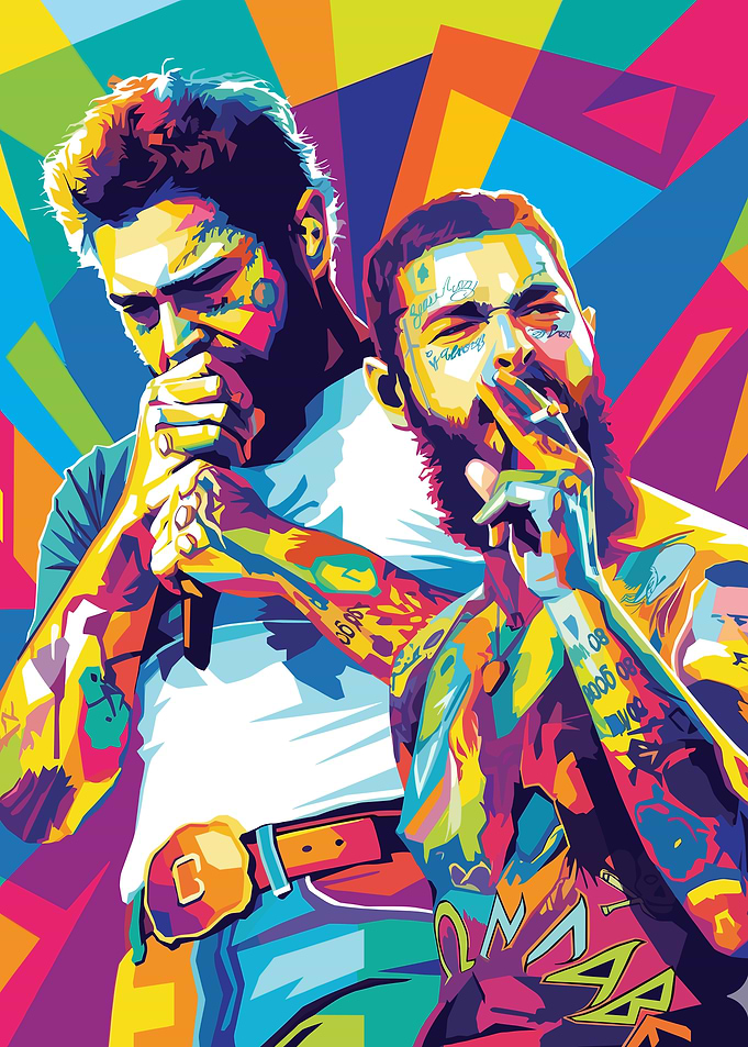 Post Malone Colorful Portrait