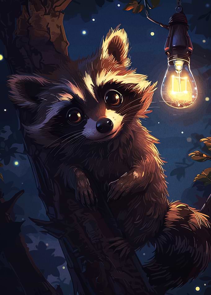 Cute Raccoon with Lightbulb