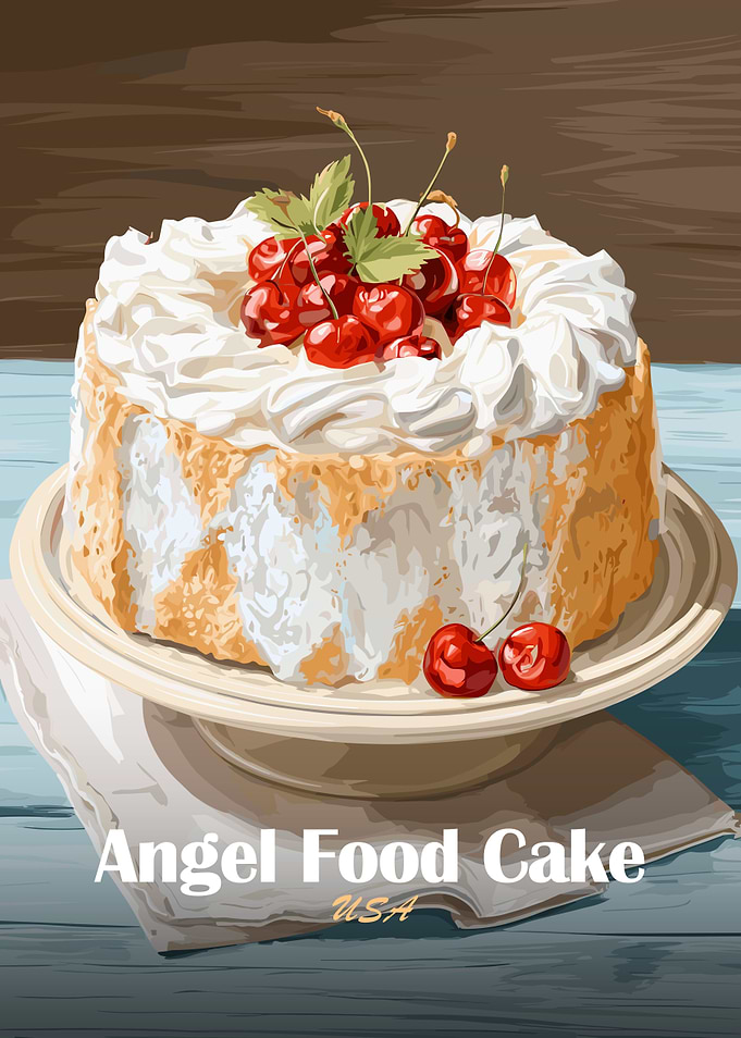 Angel Food Cake with Cherries