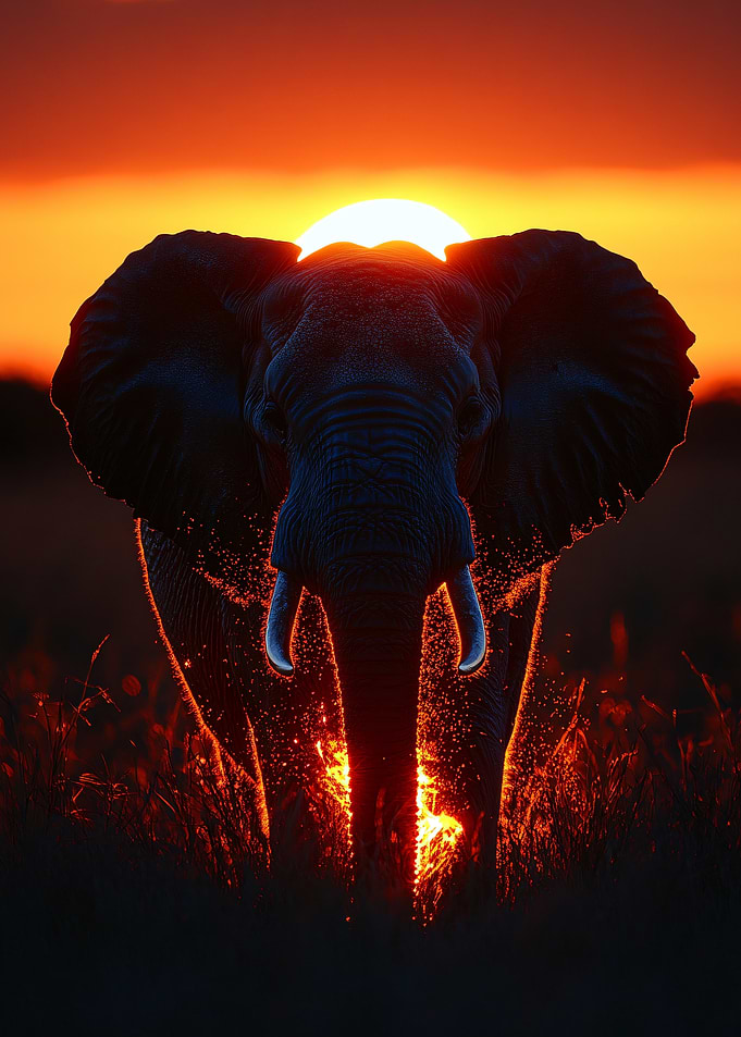 Elephant Silhouette at Sunset