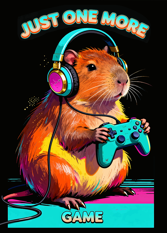 Gamer Hamster with Headphones and Controller