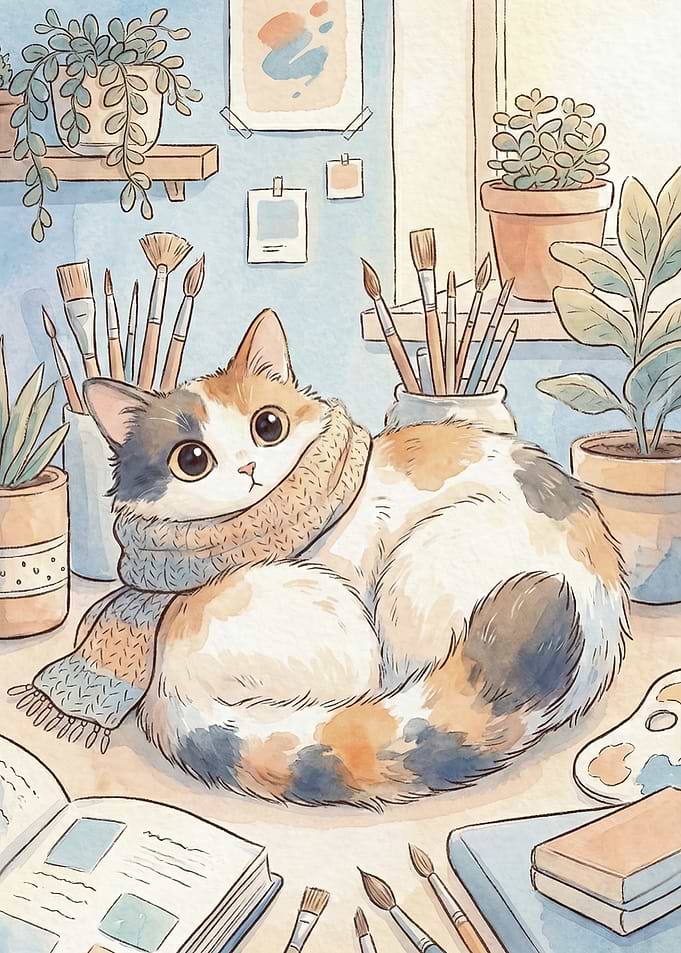 Cozy Cute Artsy Cat