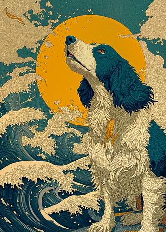 Springer Spaniel Moon Waves