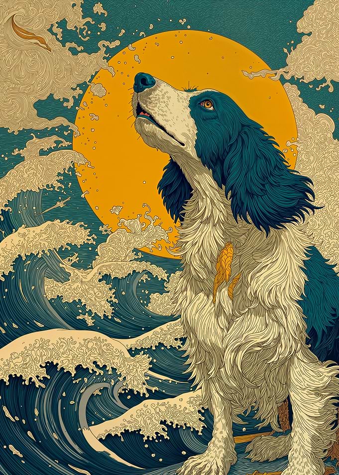 Springer Spaniel Moon Waves