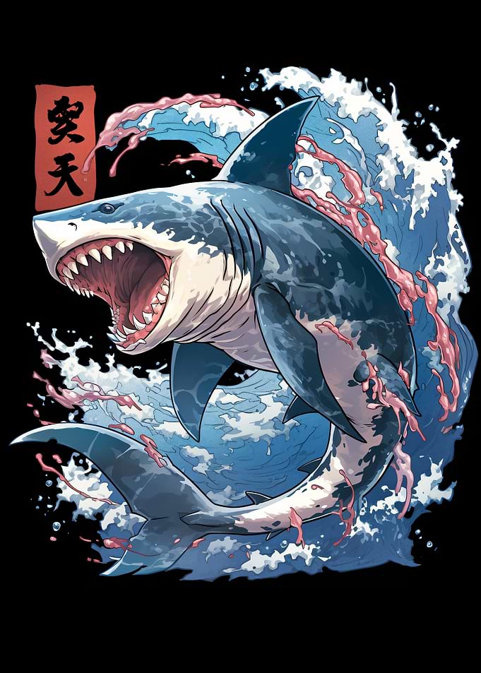 Great White Shark in Japanese Style