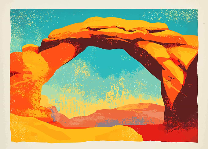 Arches Desert Park Illustration Minimalist Art
