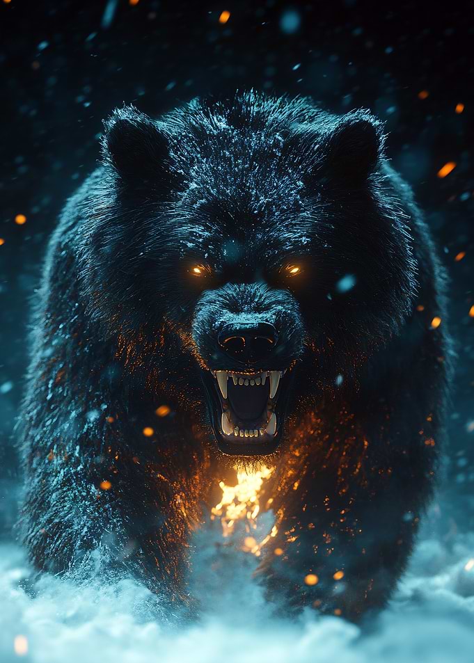 Furious Bear with Glowing Eyes