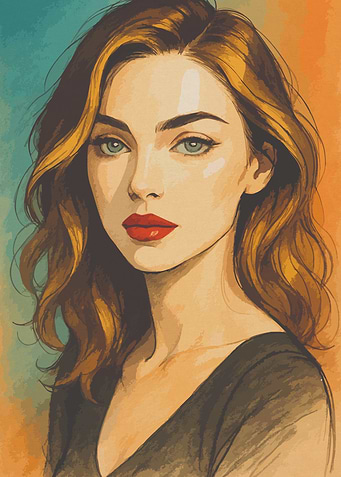 Watercolor Portrait of a Woman