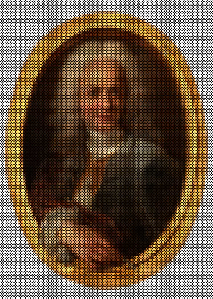Portrait of a man in a painted frame