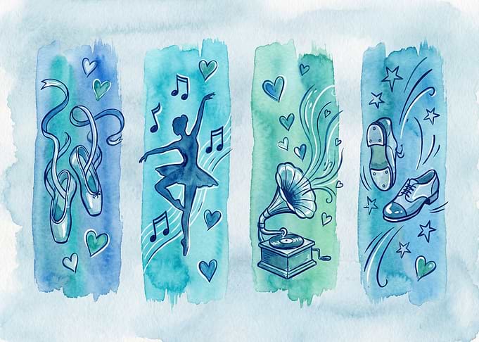 Watercolor Dance and Music Illustration