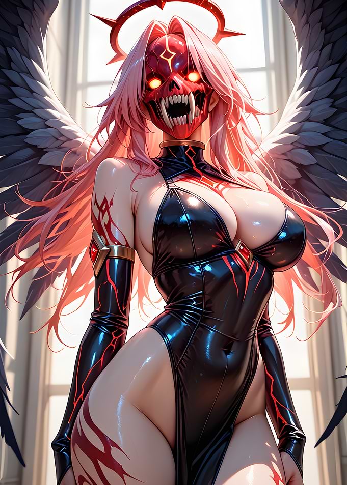 Winged Demon Girl with Mask