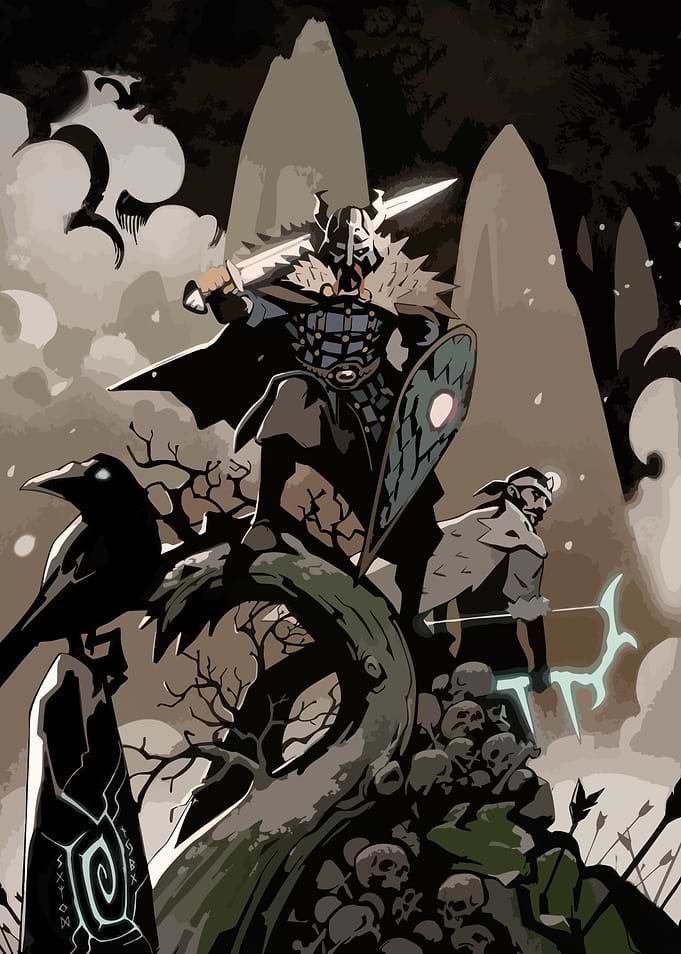 Viking Warrior with Raven and Archer