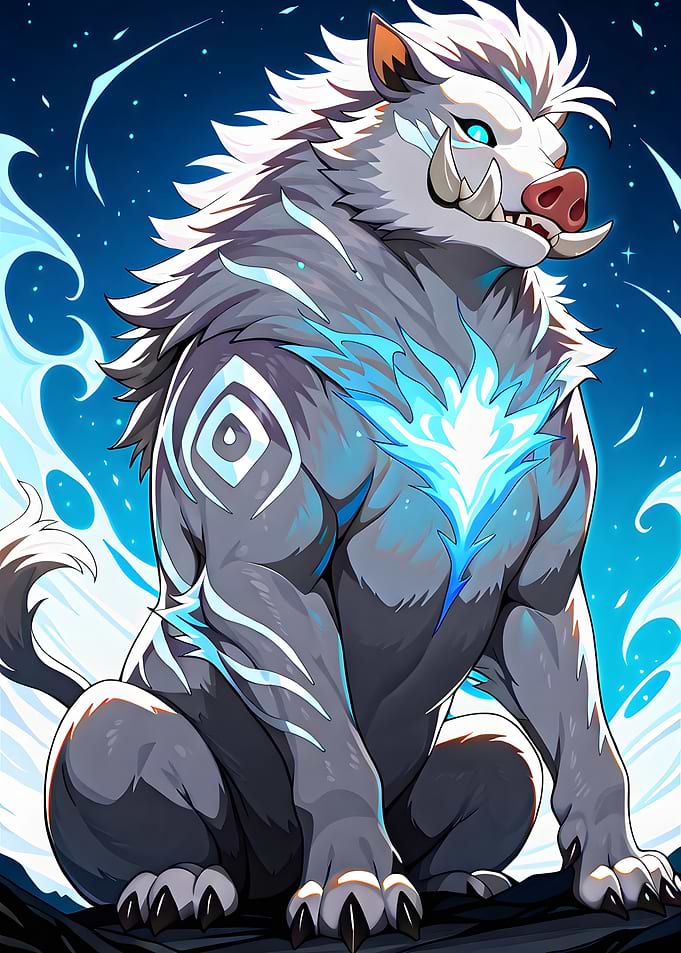 Boar with glowing markings digital art