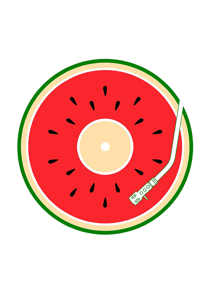 Watermelon Vinyl Record Player Illustration
