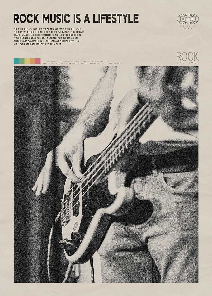 Rock Music Bass Player Poster