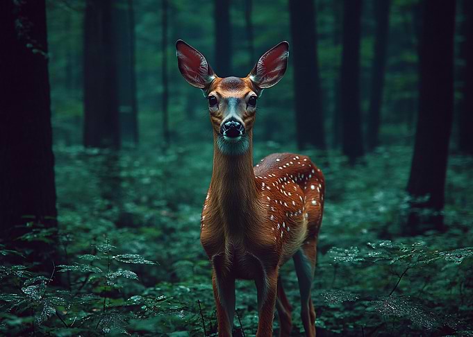 Deer in Dark Forest