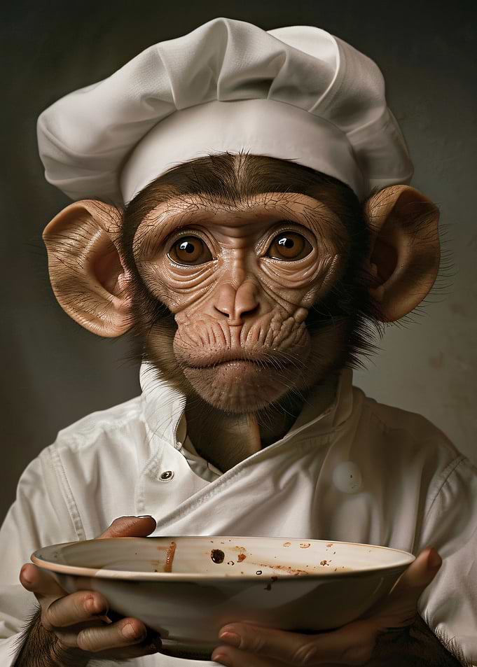 Monkey Chef with Empty Bowl