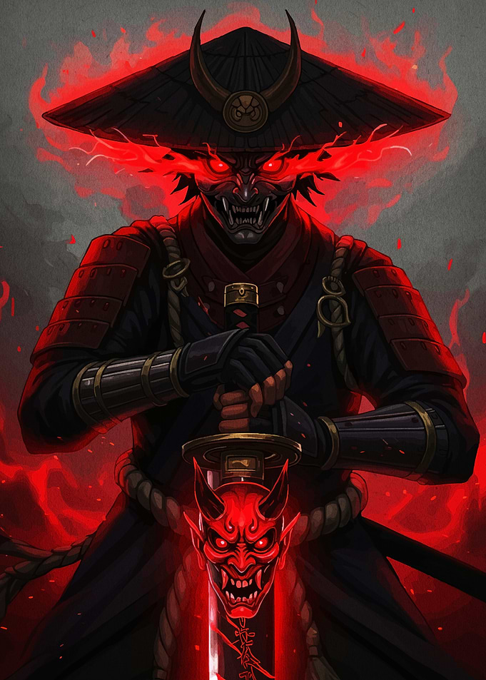 Demon Samurai Warrior Red Aura