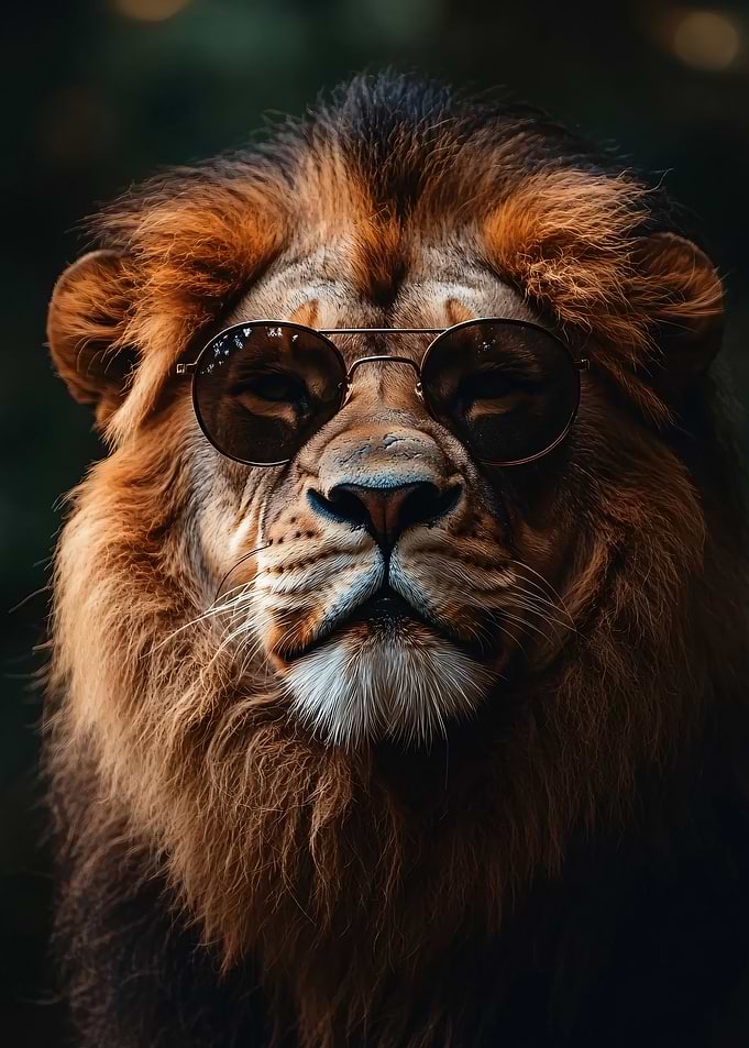 Lion with Sunglasses Portrait